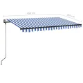 Auvent automatique capteur de vent/LED 400x350 cm Bleu et blanc