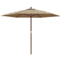 Parasol de jardin avec mât en bois taupe 299x240 cm