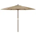Parasol de jardin avec mât en bois taupe 299x240 cm