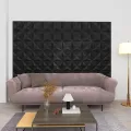 Panneaux muraux 3D 24 pcs 50x50 cm noir origami 6 m²