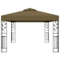 Tonnelle avec double toit et lumières LED 3x4 m Taupe