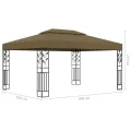 Tonnelle avec double toit et lumières LED 3x4 m Taupe