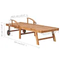 Chaises longues lot de 2 avec table et coussin Bois teck solide