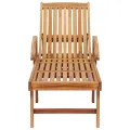 Chaise longue avec table et coussin Bois de teck solide