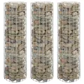 Lit surélevé à gabion circulaire 3pcs Acier galvanisé Ø30x100cm