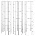 Lit surélevé à gabion circulaire 3pcs Acier galvanisé Ø30x100cm