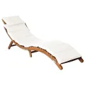 Chaises longues et coussins 2pcs Crème blanc Bois massif acacia