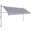 Auvent manuel rétractable avec LED 400 cm Bleu et blanc