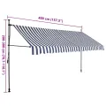 Auvent manuel rétractable avec LED 400 cm Bleu et blanc