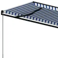 Auvent manuel rétractable 600x350 cm Bleu et blanc