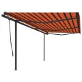 Auvent manuel rétractable avec poteaux 6x3,5 m Orange et marron