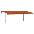 Auvent manuel rétractable avec poteaux 6x3,5 m Orange et marron