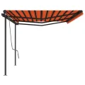 Auvent manuel rétractable avec poteaux 6x3,5 m Orange et marron