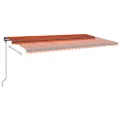 Auvent manuel rétractable avec poteaux 6x3,5 m Orange et marron