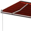 Auvent manuel rétractable avec poteaux 6x3,5 m Orange et marron