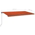 Auvent manuel rétractable avec poteaux 6x3,5 m Orange et marron