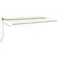 Auvent manuel rétractable avec poteaux 6x3,5 m Crème