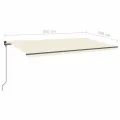 Auvent manuel rétractable avec poteaux 6x3,5 m Crème
