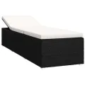 Chaise longue avec coussin et table à thé rotin Blanc crème