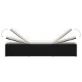 Chaise longue avec coussin et table à thé rotin Blanc crème