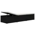 Chaise longue avec coussin et table à thé rotin Blanc crème
