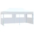 Tente de réception pliable avec 4 parois 3x6 m Acier Blanc