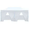 Tente de réception pliable avec 4 parois 3x6 m Acier Blanc