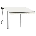 Auvent rétractable automatique et poteaux 3,5x2,5 m Crème