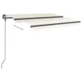 Auvent rétractable automatique et poteaux 3,5x2,5 m Crème