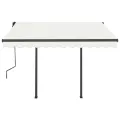Auvent rétractable automatique et poteaux 3,5x2,5 m Crème