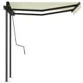 Auvent rétractable automatique et poteaux 3,5x2,5 m Crème