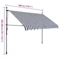 Auvent manuel rétractable avec LED 300 cm Bleu et blanc