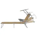 Chaise longue pliable avec auvent Acier Taupe