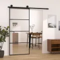 Porte coulissante avec kit de quincaillerie 90x205 cm Verre ESG
