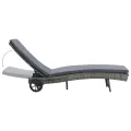 Chaise longue avec roues et coussin Résine tressée Anthracite