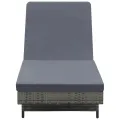 Chaise longue avec roues et coussin Résine tressée Anthracite