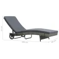 Chaise longue avec roues et coussin Résine tressée Anthracite