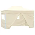 Tente de réception pliable avec 4 parois 3x4 m Acier Crème