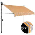 Auvent manuel rétractable avec LED 250 cm Jaune et bleu