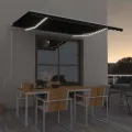 Auvent automatique et capteur de vent/LED 450x300 cm Anthracite