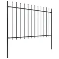 Clôture de jardin avec dessus en lance Acier 3,4x1,2 m Noir