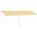 Auvent manuel rétractable avec LED 600x350 cm Jaune et blanc