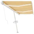 Auvent manuel rétractable avec LED 600x350 cm Jaune et blanc