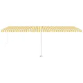 Auvent manuel rétractable avec LED 600x350 cm Jaune et blanc