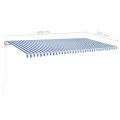 Auvent manuel rétractable avec LED 6x3,5 m Bleu et blanc