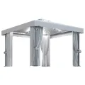 Tonnelle et rideau et guirlande lumineuse LED 3x3 m Blanc crème