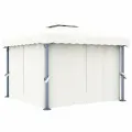 Tonnelle et rideau et guirlande lumineuse LED 3x3 m Blanc crème