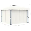Tonnelle et rideau et guirlande lumineuse LED 3x3 m Blanc crème