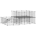 Cage animaux de compagnie à 44 panneaux et porte Noir 35x35 cm