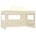 Tente pliable avec 3 parois 3 x 4,5 m Crème